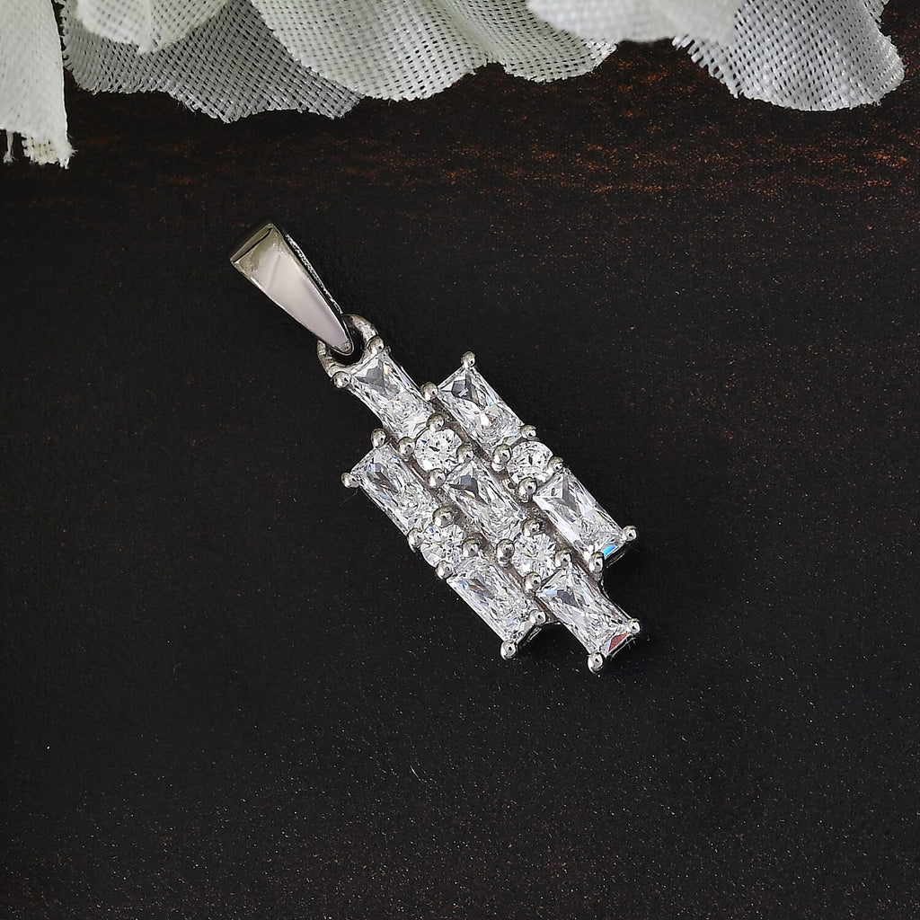 Lustro Stella Platinum Overlay Sterling Silver Pendant Made with Finest CZ 1.40 Ct.