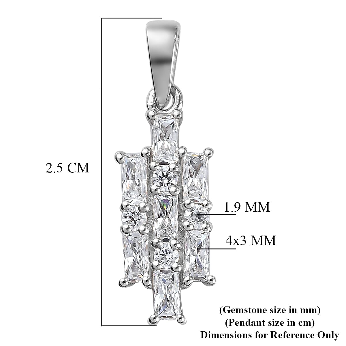 Lustro Stella Made with Finest CZ 1.39 Ct. Pendant in Platinum Plated Sterling Silver 3869587 6