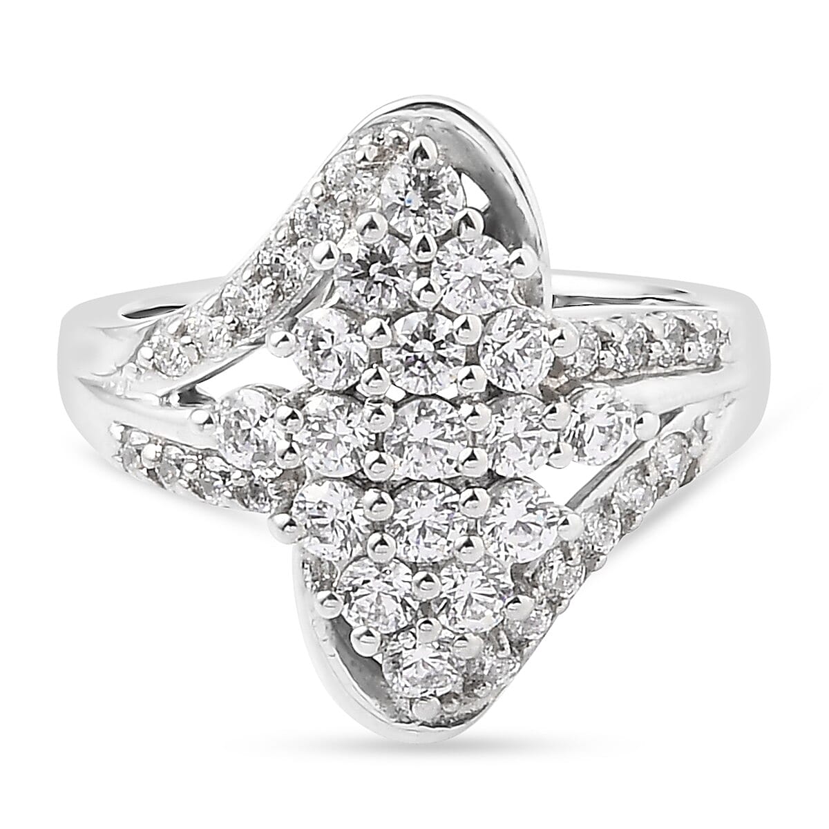 Lustro Stella Made with Finest CZ 2.09 Ct. Ring in Platinum Plated Sterling Silver 3830363 0