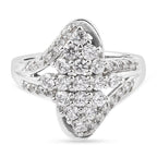 Lustro Stella Platinum Overlay Sterling Silver Ring Made with Finest CZ 2.09 Ct.