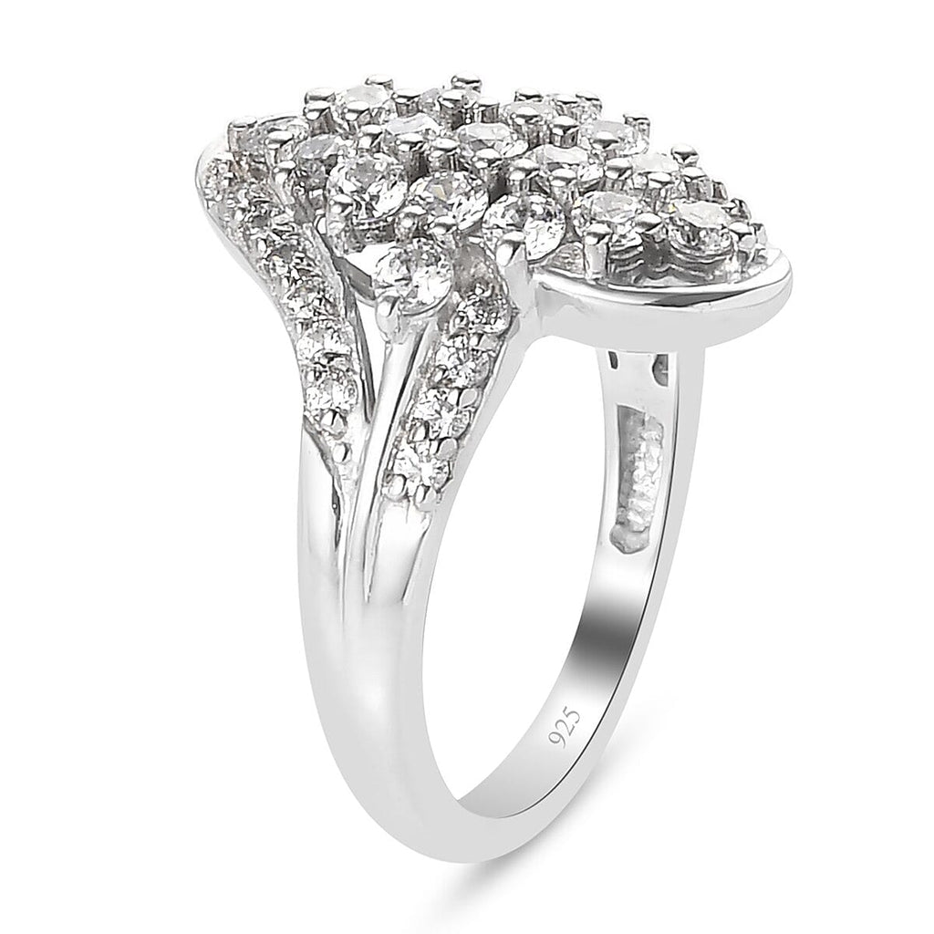 Lustro Stella Platinum Overlay Sterling Silver Ring Made with Finest CZ 2.09 Ct.