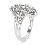 Lustro Stella Platinum Overlay Sterling Silver Ring Made with Finest CZ 2.09 Ct.