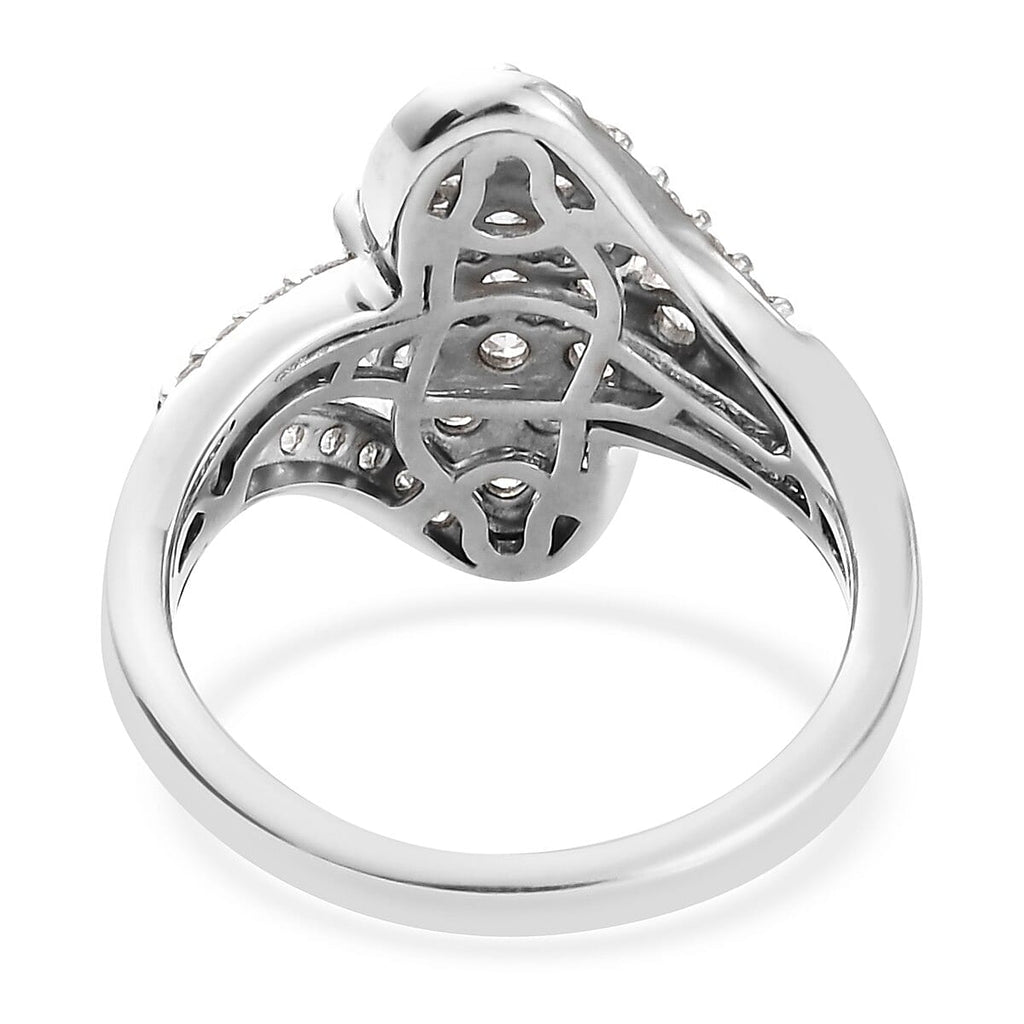 Lustro Stella Platinum Overlay Sterling Silver Ring Made with Finest CZ 2.09 Ct.