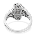 Lustro Stella Platinum Overlay Sterling Silver Ring Made with Finest CZ 2.09 Ct.