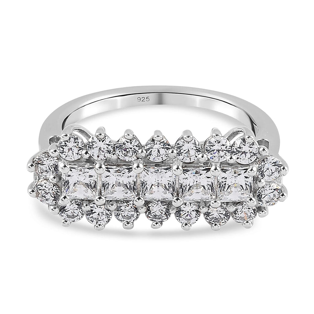 Lustro Stella Finest CZ Ring in Platinum Overlay Sterling Silver 3.00 Ct