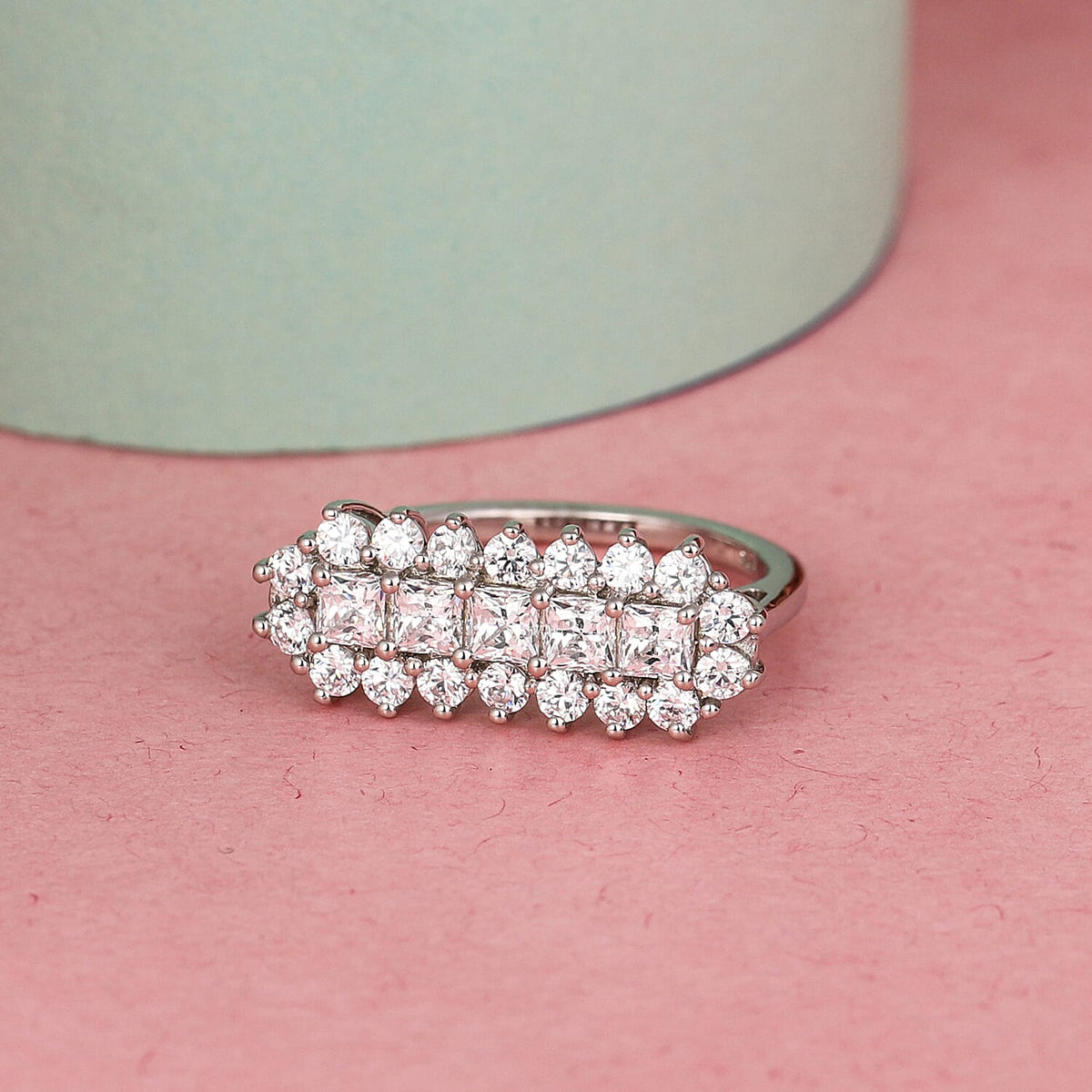 Lustro Stella Made with Finest CZ 2.89 Ct. Cluster Ring in Platinum Plated Sterling Silver 6850130 2