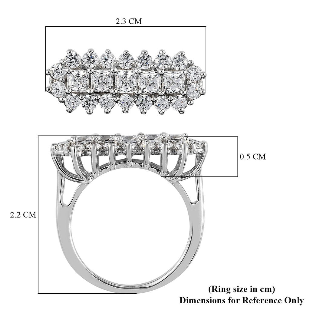 Lustro Stella Finest CZ Ring in Platinum Overlay Sterling Silver 3.00 Ct