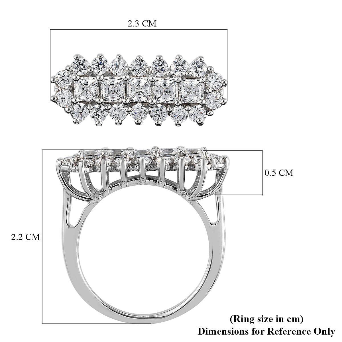 Lustro Stella Made with Finest CZ 2.89 Ct. Cluster Ring in Platinum Plated Sterling Silver 6850130 6