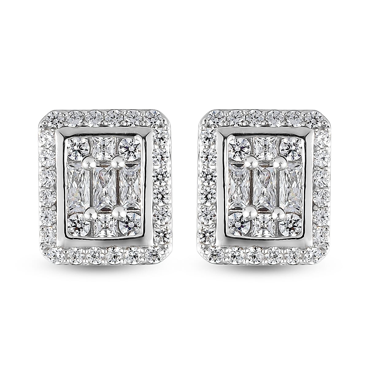 Lustro Stella Made with Finest CZ 3.24 Carat Stud Earrings in Platinum Plated Sterling Silver 3832685 0