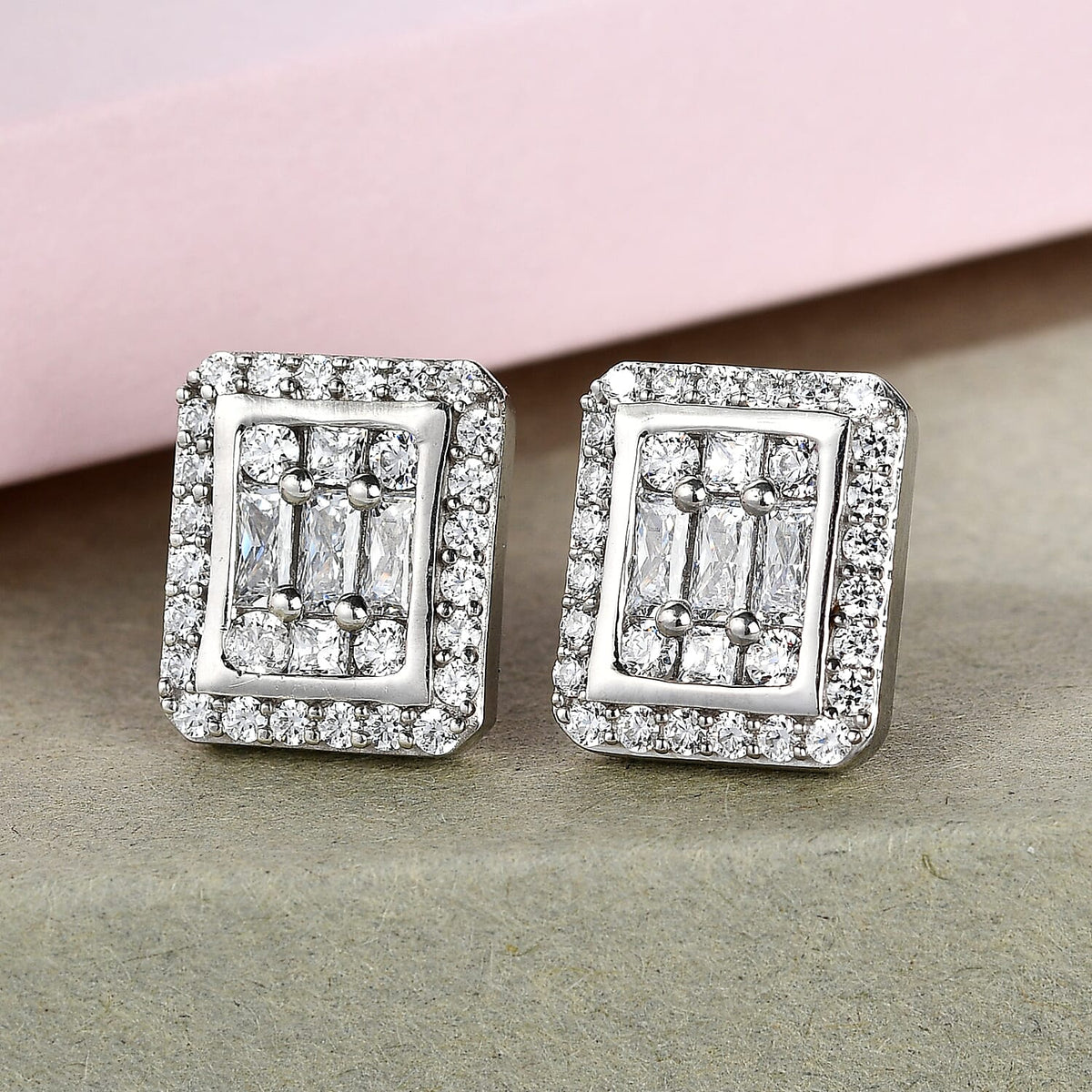 Lustro Stella Made with Finest CZ 3.24 Carat Stud Earrings in Platinum Plated Sterling Silver 3832685 2