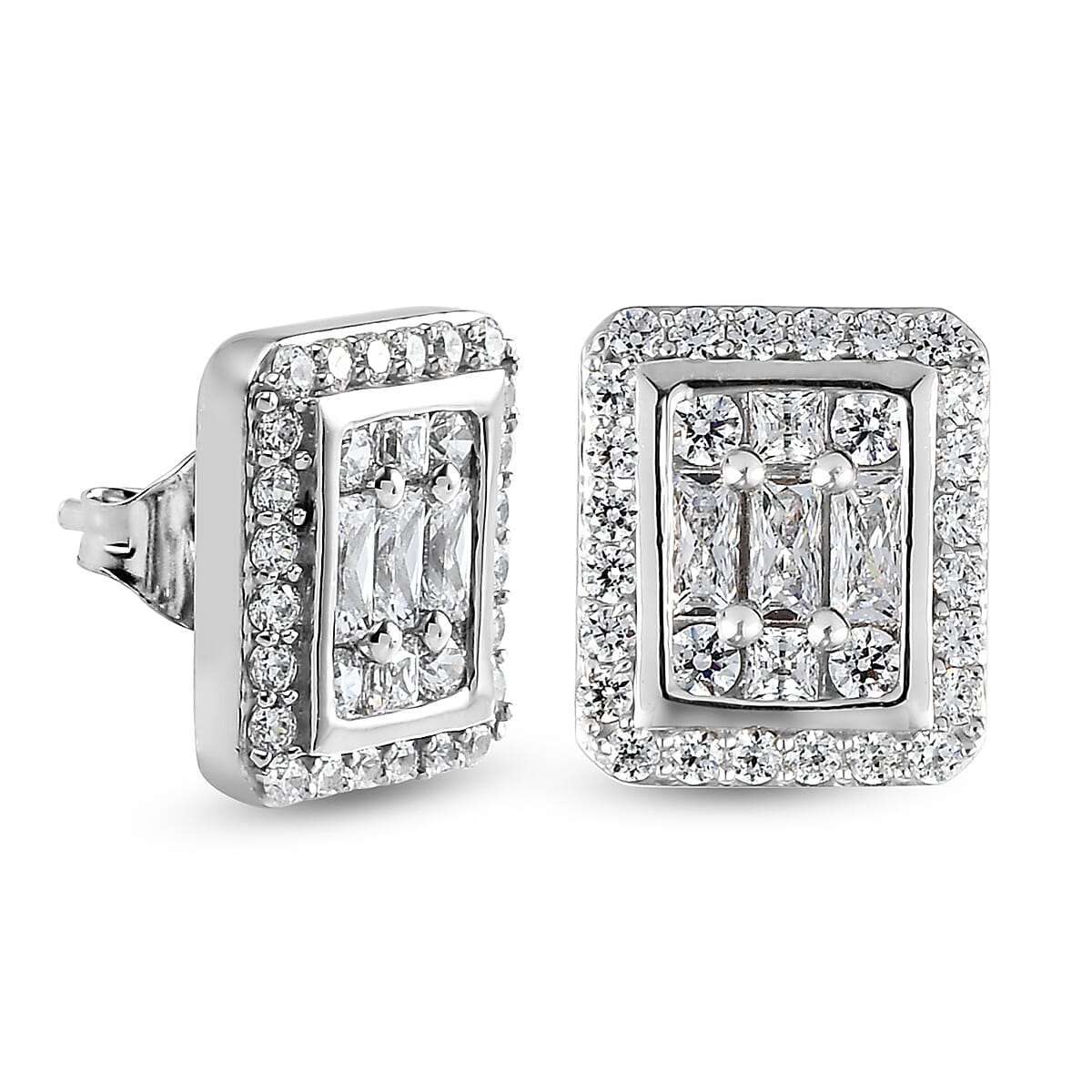 Lustro Stella Made with Finest CZ 3.24 Carat Stud Earrings in Platinum Plated Sterling Silver 3832685 4