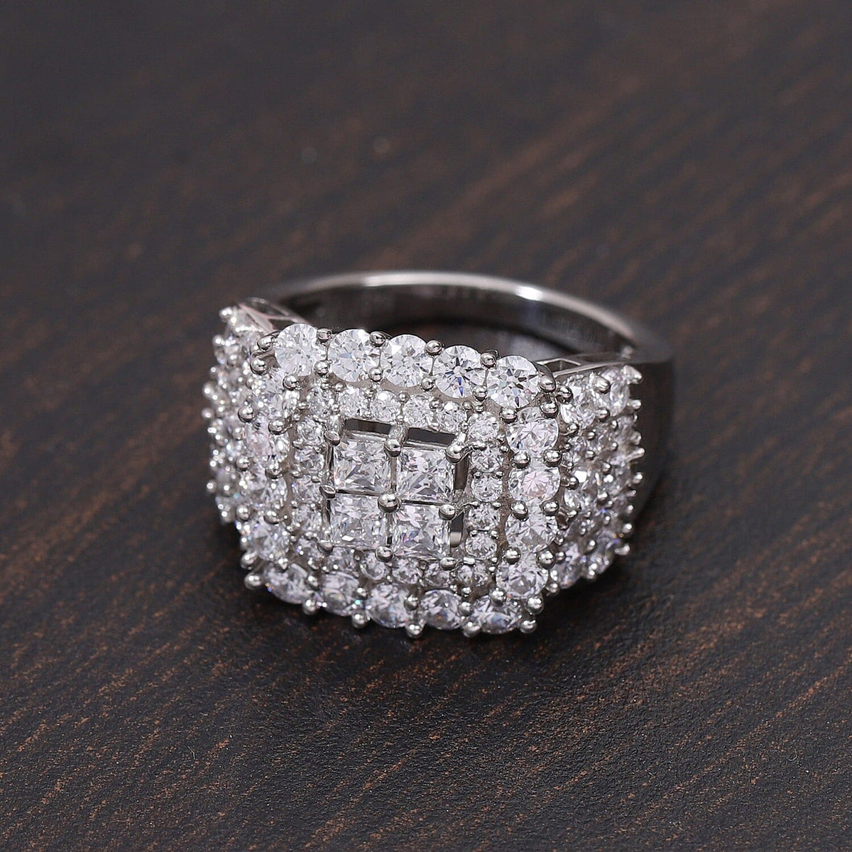 Lustro Stella Made with Finest CZ 3.83 Ct. Ring in Platinum Plated Sterling Silver 3870461 2