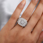 Lustro Stella Platinum Overlay Sterling Silver Cluster Ring Made with Finest CZ 3.79 Ct, Silver Wt 5.59 Gms