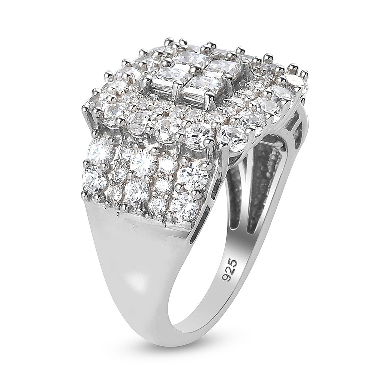 Lustro Stella Made with Finest CZ 3.83 Ct. Ring in Platinum Plated Sterling Silver 3870461 4