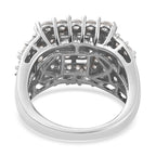 Lustro Stella Platinum Overlay Sterling Silver Cluster Ring Made with Finest CZ 3.79 Ct, Silver Wt 5.59 Gms