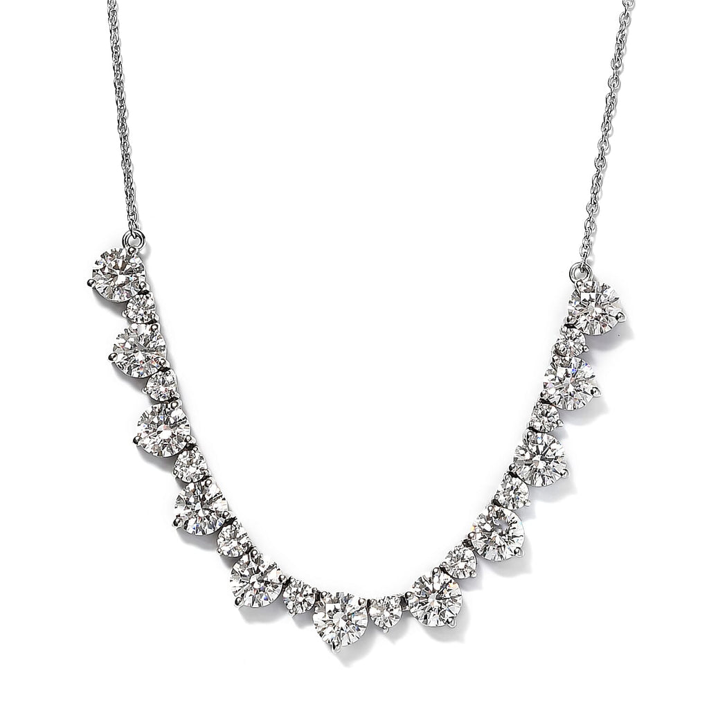 Lustro Stella Platinum Overlay Sterling Silver Cluster Necklace (Size 18) Made with Finest CZ 26.49 Ct, Silver wt. 8.80 Gms