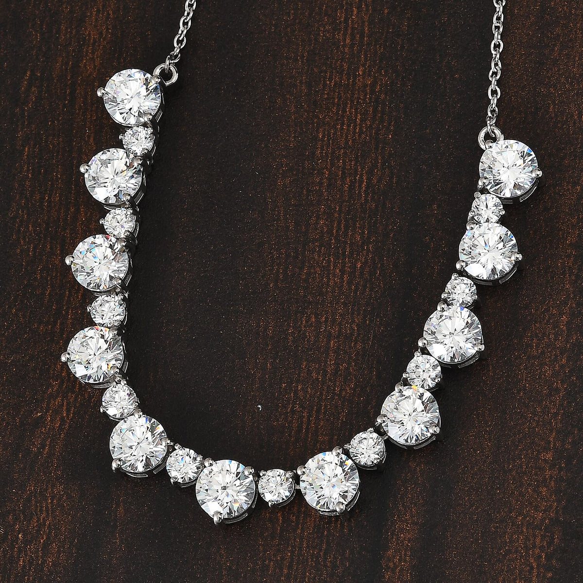Lustro Stella Made with Finest CZ Cluster Necklace Size 18 in Platinum Plated Sterling Silver 3870448 2