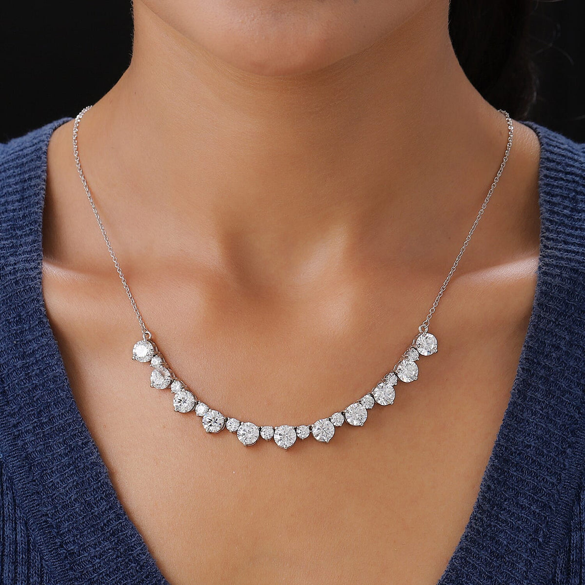 Lustro Stella Made with Finest CZ Cluster Necklace Size 18 in Platinum Plated Sterling Silver 3870448 3