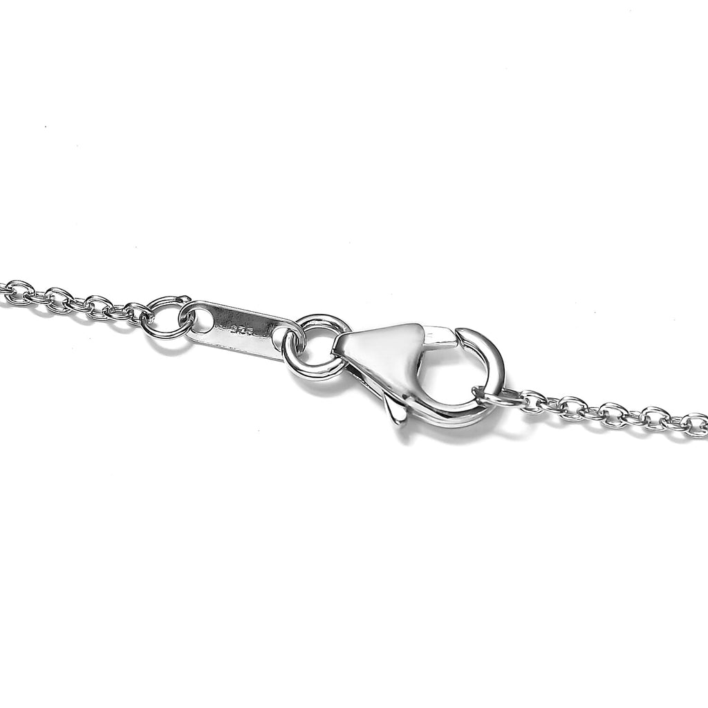 Lustro Stella Platinum Overlay Sterling Silver Cluster Necklace (Size 18) Made with Finest CZ 26.49 Ct, Silver wt. 8.80 Gms