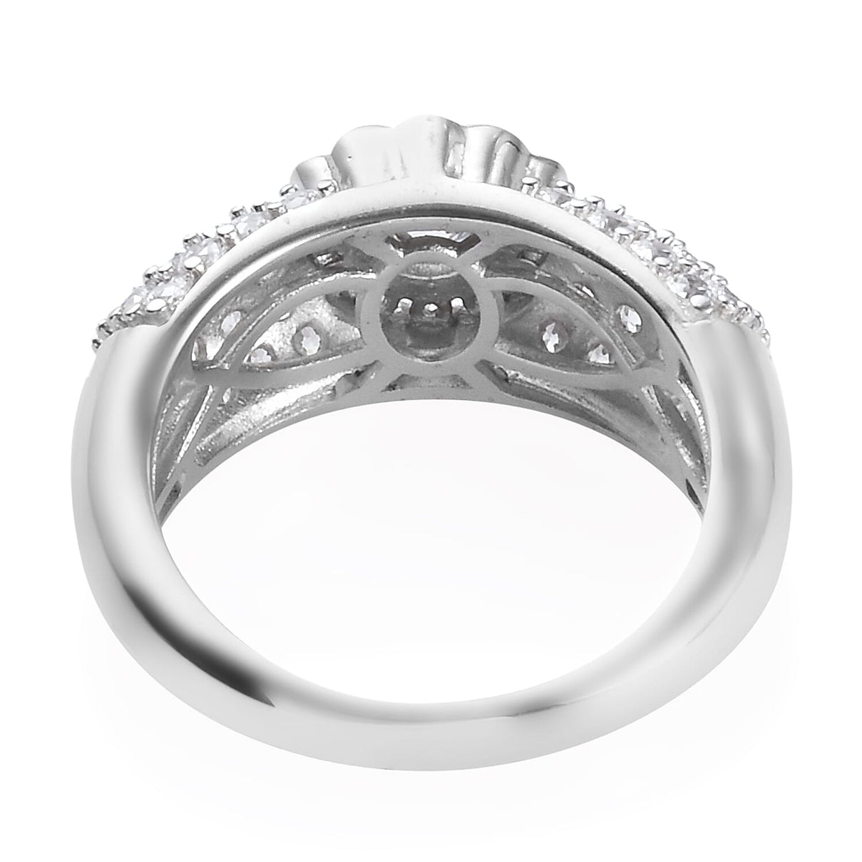 Lustro Stella Made with Finest CZ Cluster Ring in Platinum Plated Sterling Silver 3713980 5