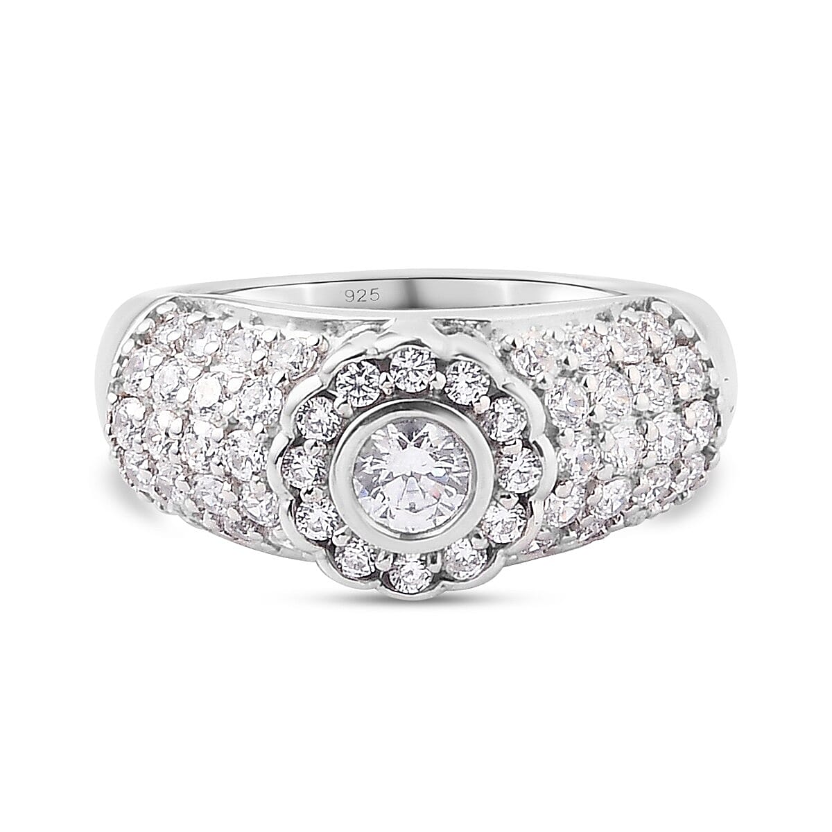 Lustro Stella Platinum Overlay Sterling Silver Ring Made with Finest CZ 2.53 Ct. 3830151 0