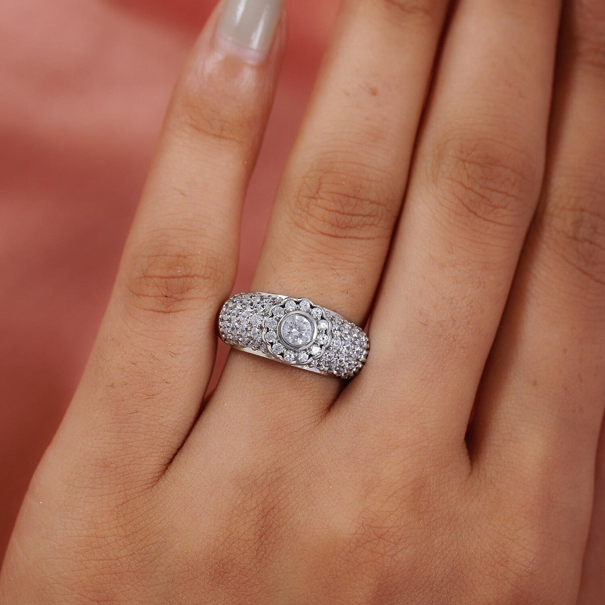 Lustro Stella Platinum Overlay Sterling Silver Ring Made with Finest CZ 2.53 Ct. 3830151 5