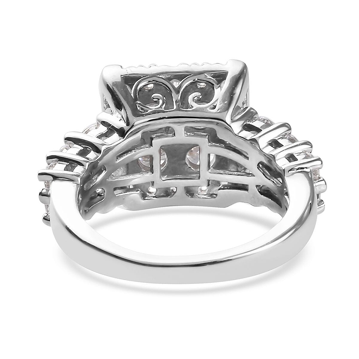 Lustro Stella Made with Finest CZ Cluster Ring in Platinum Plated Sterling Silver 3640544 5