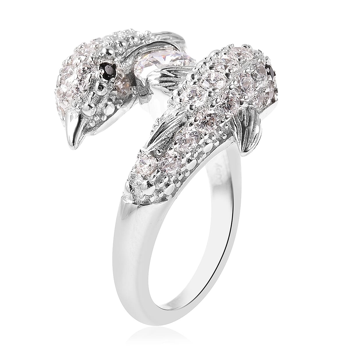 Lustro Stella Made with Finest CZ Dolphin Ring in Rhodium Plated Sterling Silver 3661248 4