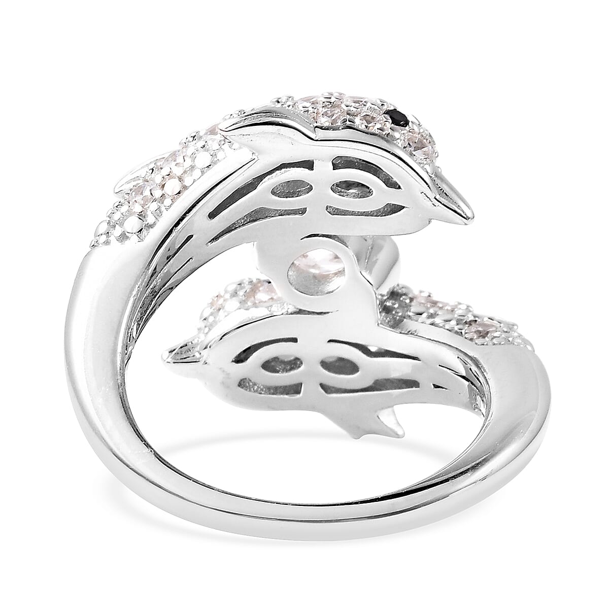 Lustro Stella Made with Finest CZ Dolphin Ring in Rhodium Plated Sterling Silver 3661248 5