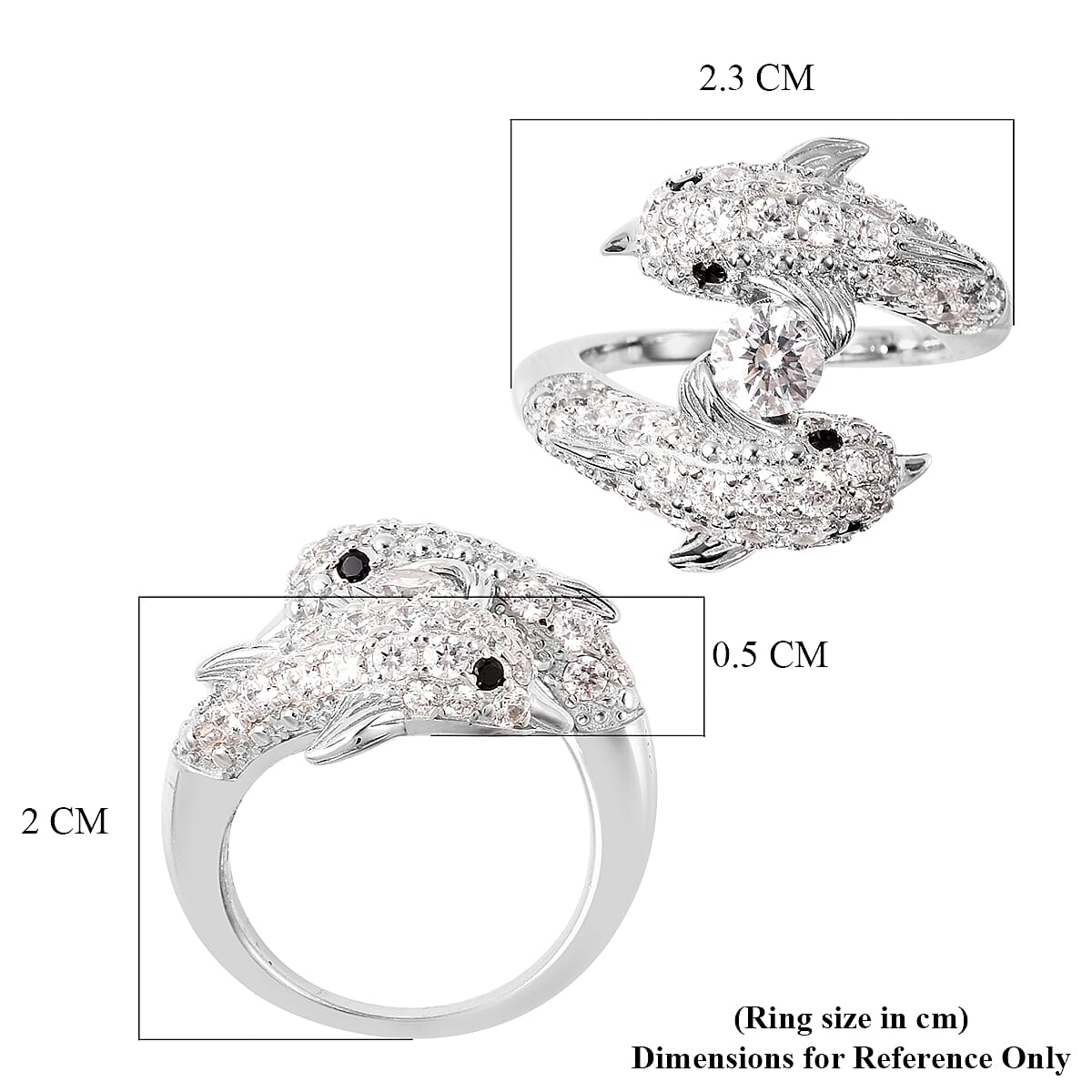 Lustro Stella Made with Finest CZ Dolphin Ring in Rhodium Plated Sterling Silver 3661248 6
