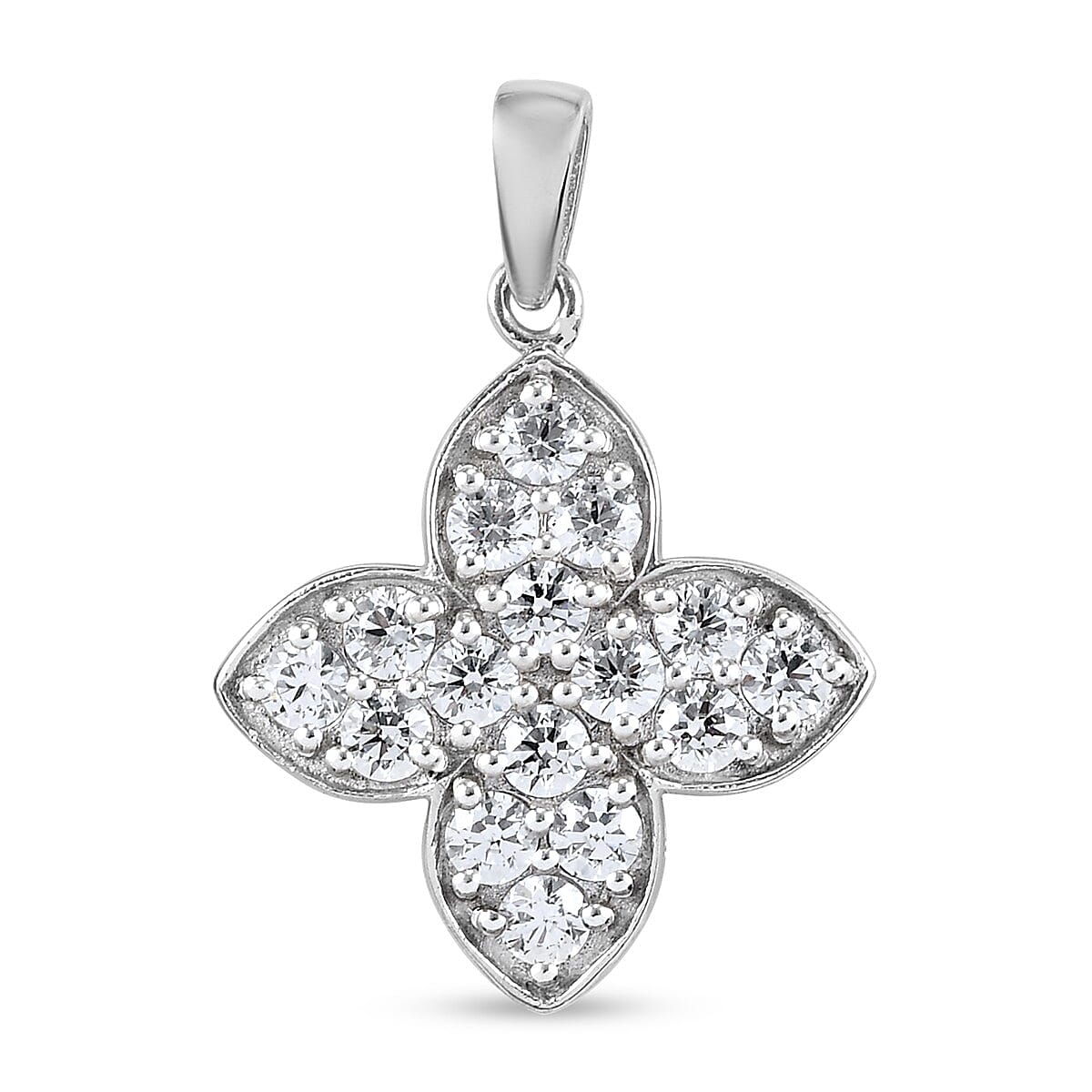 Lustro Stella Made with Finest CZ Floral Pendant in Platinum Plated Sterling Silver 3841731 0