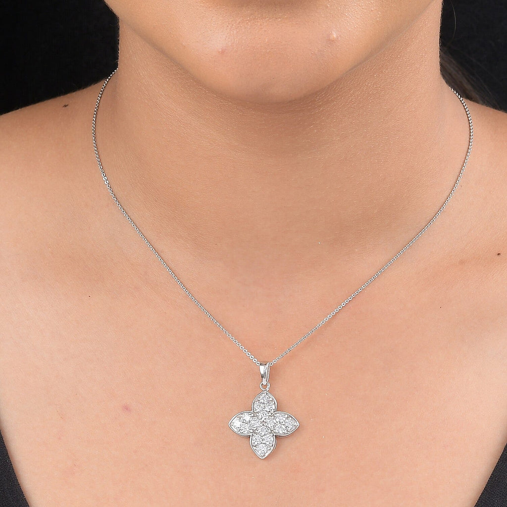 Lustro Stella Platinum Overlay Sterling Silver Pendant Made with Finest CZ 3.22 Ct
