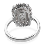 J Francis - Platinum Overlay Sterling Silver (Oct 8x6mm) Ring Made with Finest CZ