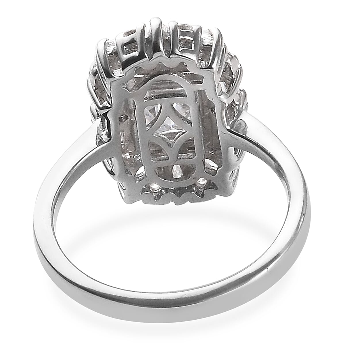 Lustro Stella Made with Finest CZ Halo Ring in Platinum Plated Sterling Silver 3560681 4