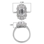 J Francis - Platinum Overlay Sterling Silver (Oct 8x6mm) Ring Made with Finest CZ