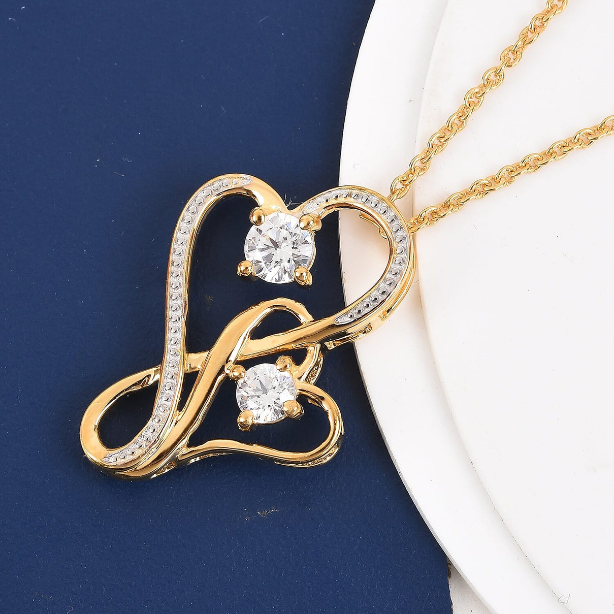 Lustro Stella Made with Finest CZ Heart Pendant with Chain in Gold Plated Sterling Silver 3354069 2