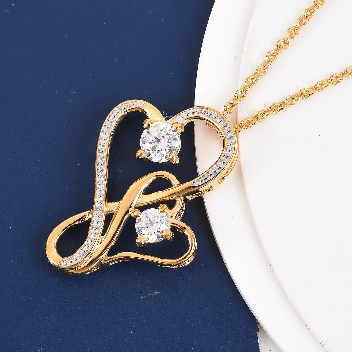 Lustro Stella Made with Finest CZ Heart Pendant with Chain in Gold Plated Sterling Silver 3354069 2