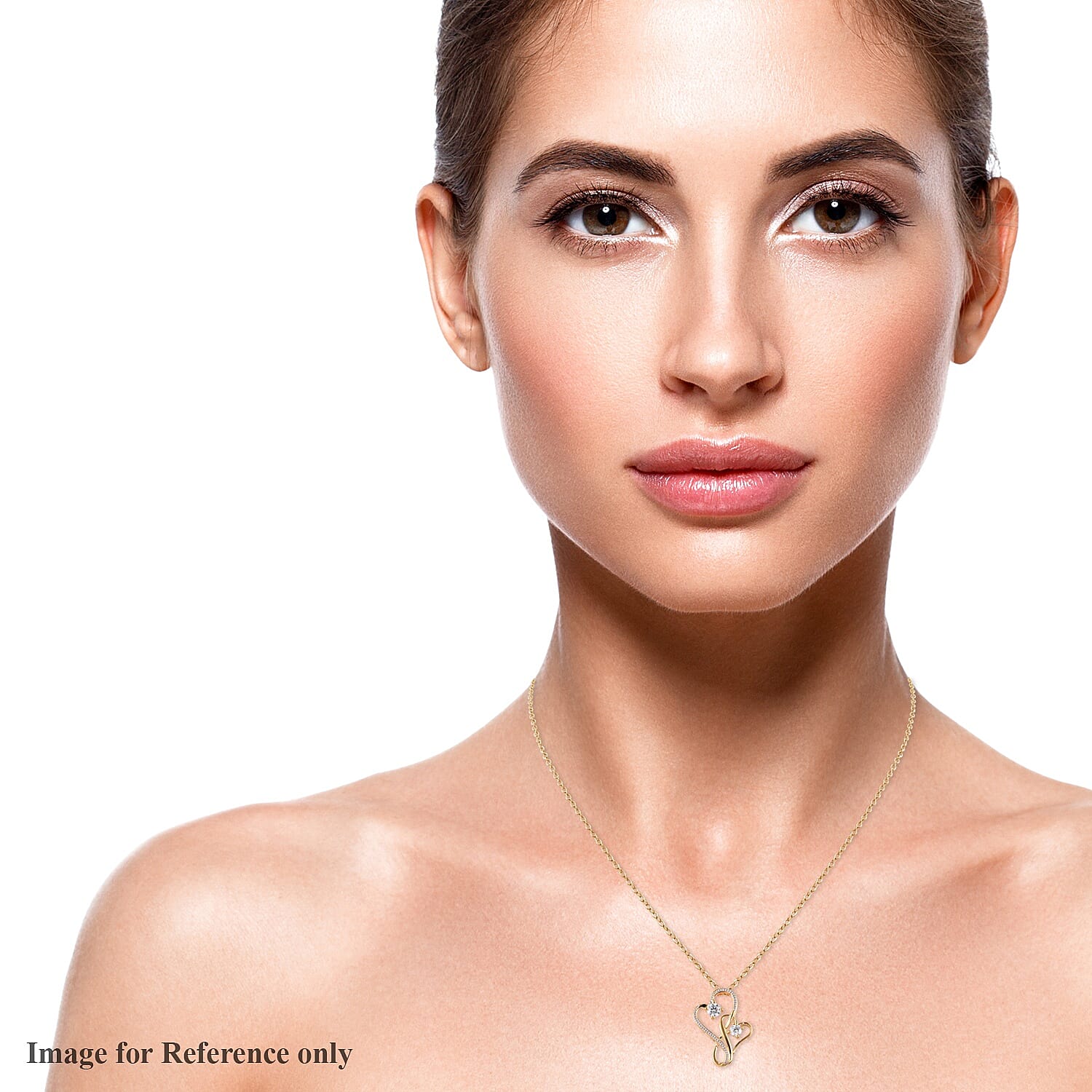Lustro Stella Made with Finest CZ Heart Pendant with Chain in Gold Plated Sterling Silver 3354069 3