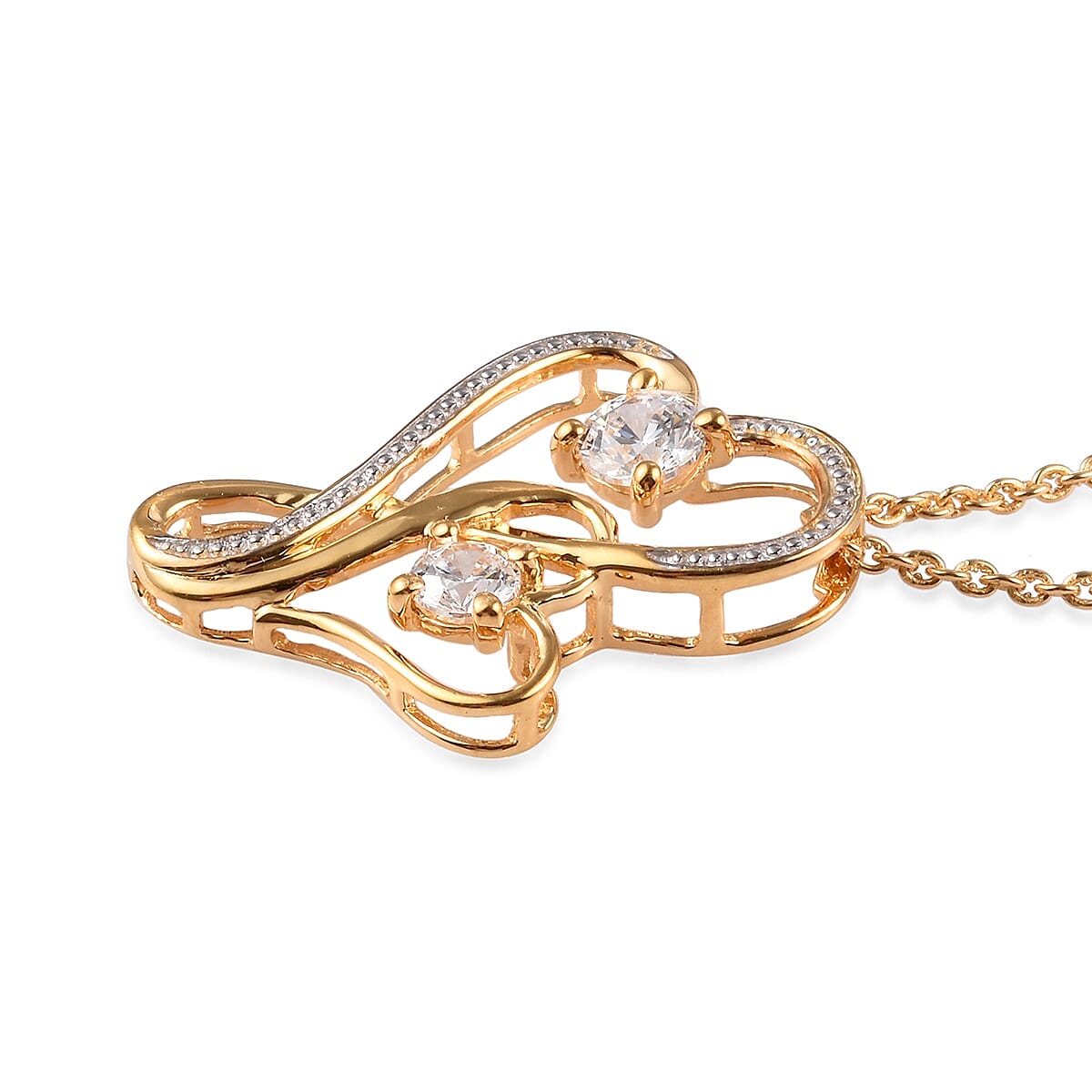 Lustro Stella Made with Finest CZ Heart Pendant with Chain in Gold Plated Sterling Silver 3354069 4