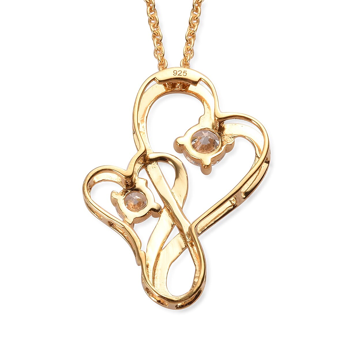 Lustro Stella Made with Finest CZ Heart Pendant with Chain in Gold Plated Sterling Silver 3354069 5