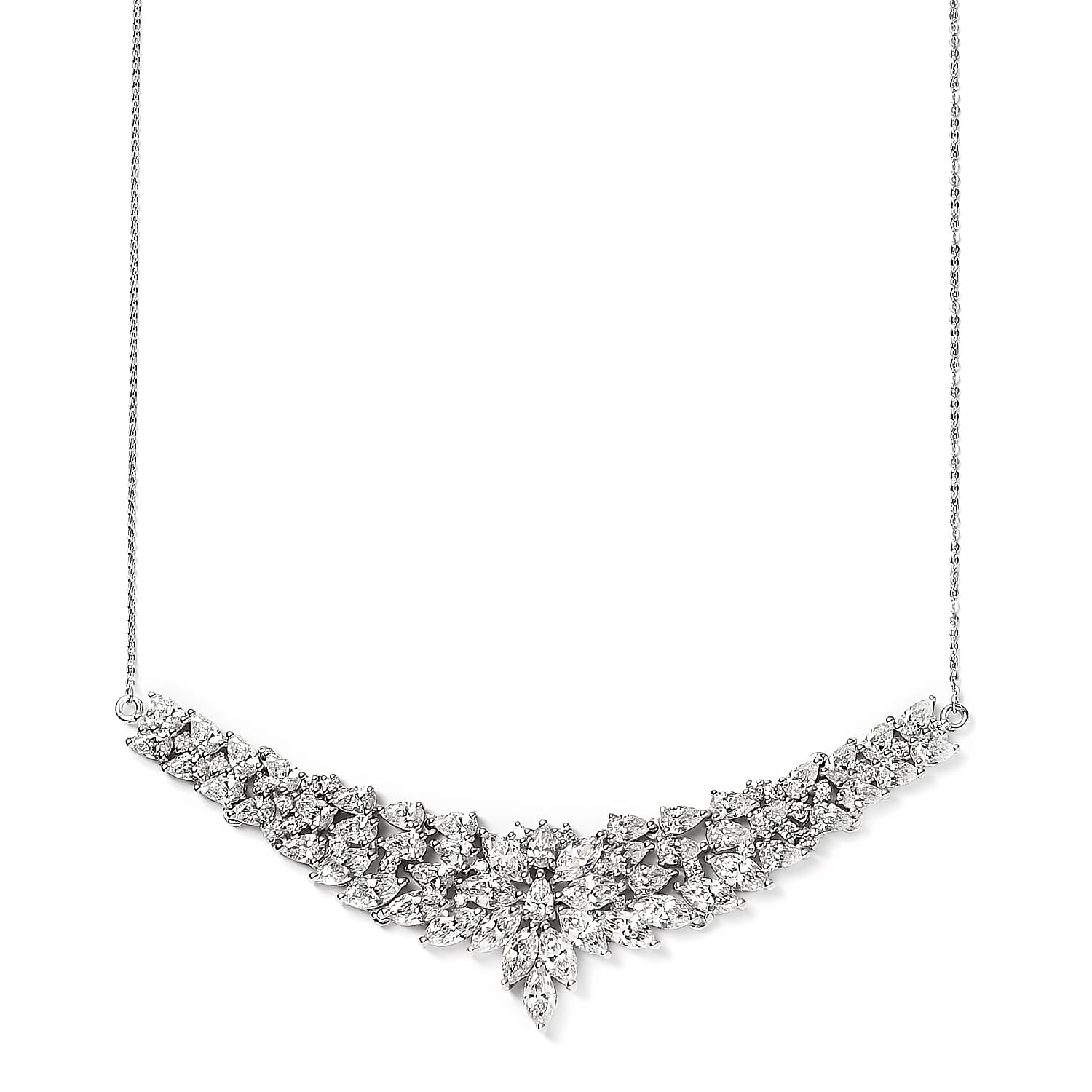 Lustro Stella Made with Finest CZ Necklace Size 18 in Platinum Plated Sterling Silver 7191822 0