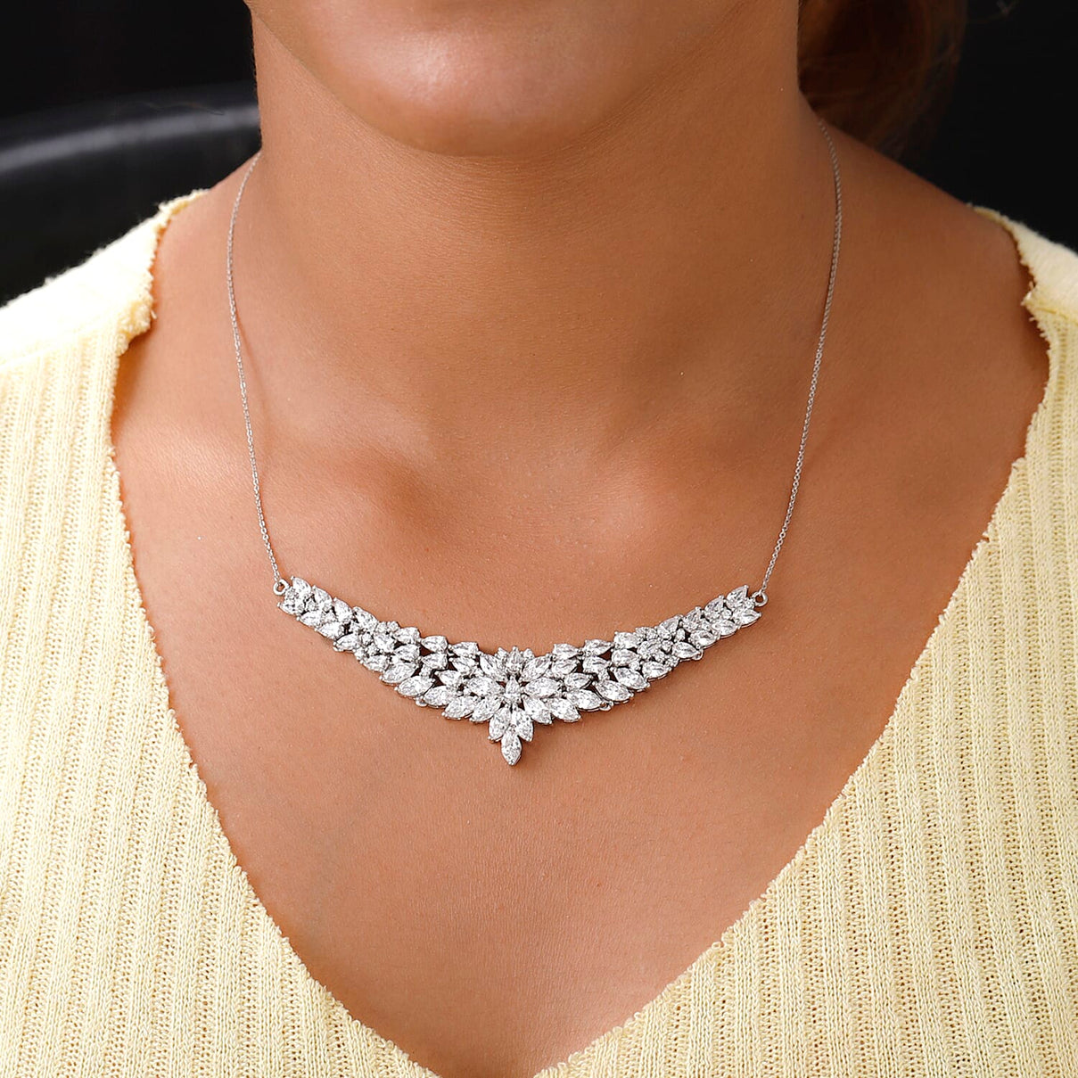 Lustro Stella Made with Finest CZ Necklace Size 18 in Platinum Plated Sterling Silver 7191822 2