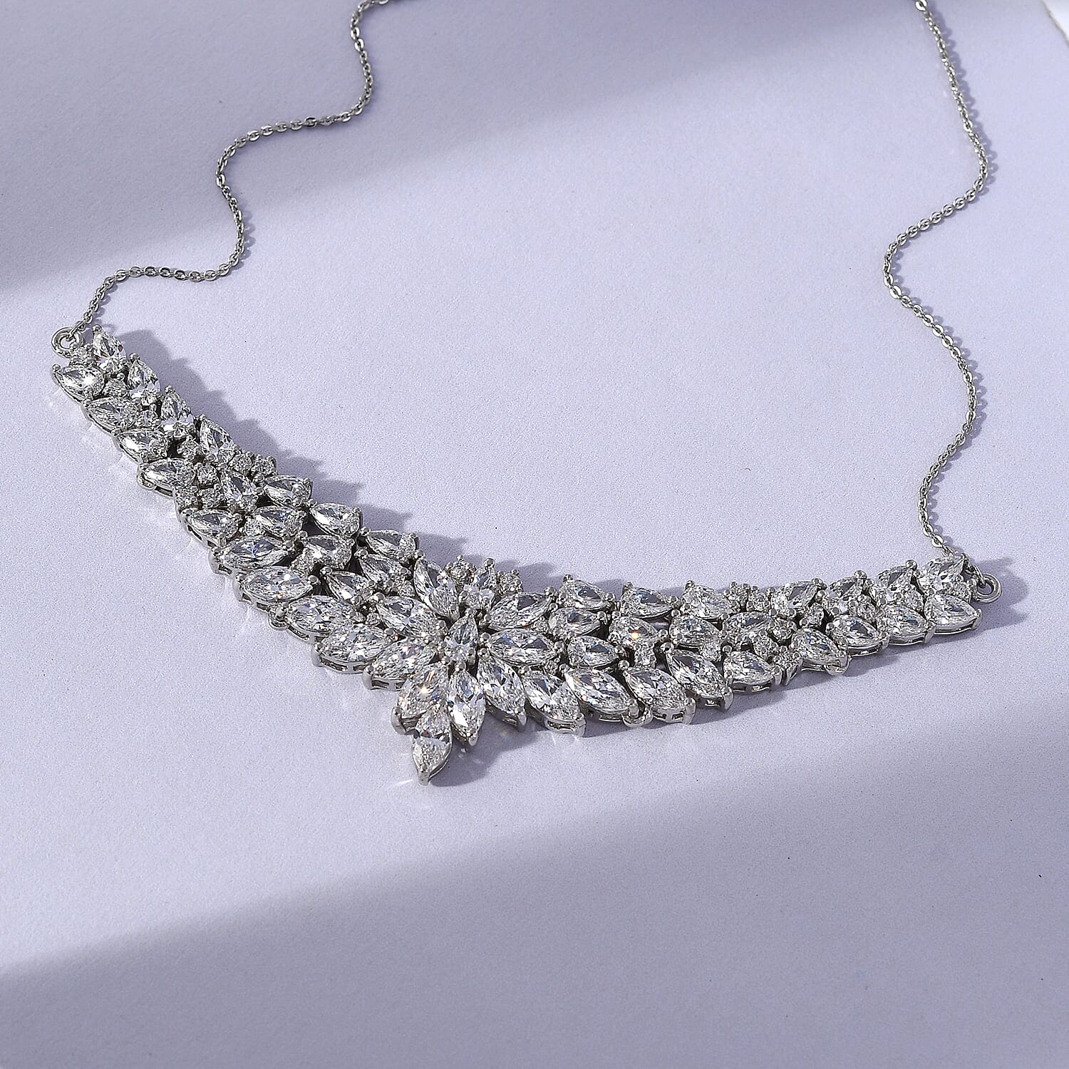 Lustro Stella Made with Finest CZ Necklace Size 18 in Platinum Plated Sterling Silver 7191822 3