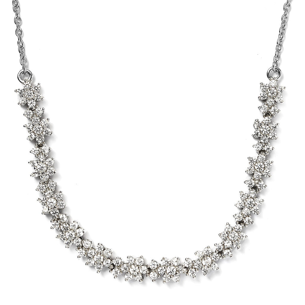 Lustro Stella Platinum Overlay Sterling Silver Necklace (Size 18) Made with Finest CZ 3.54 Ct.