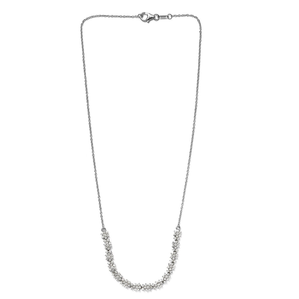 Lustro Stella Platinum Overlay Sterling Silver Necklace (Size 18) Made with Finest CZ 3.54 Ct.