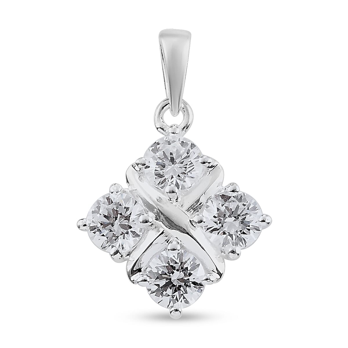 Lustro Stella Made with Finest CZ Pendant in Platinum Plated Sterling Silver 3841457 0