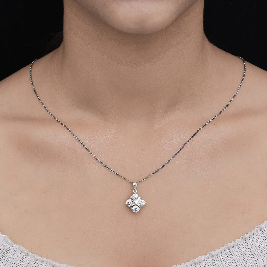 Lustro Stella Sterling Silver Pendant Made with Finest CZ 3.40 Ct.