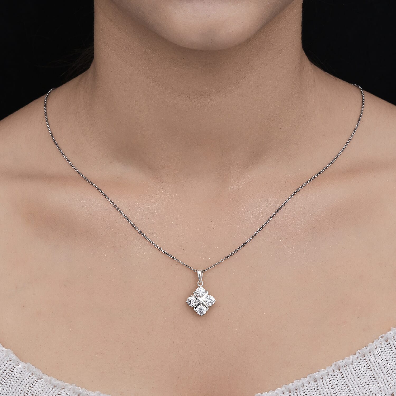 Lustro Stella Made with Finest CZ Pendant in Platinum Plated Sterling Silver 3841457 2