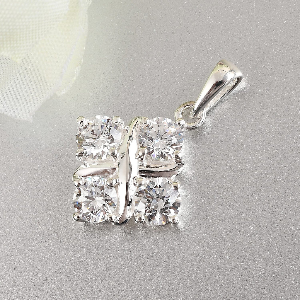 Lustro Stella Sterling Silver Pendant Made with Finest CZ 3.40 Ct.