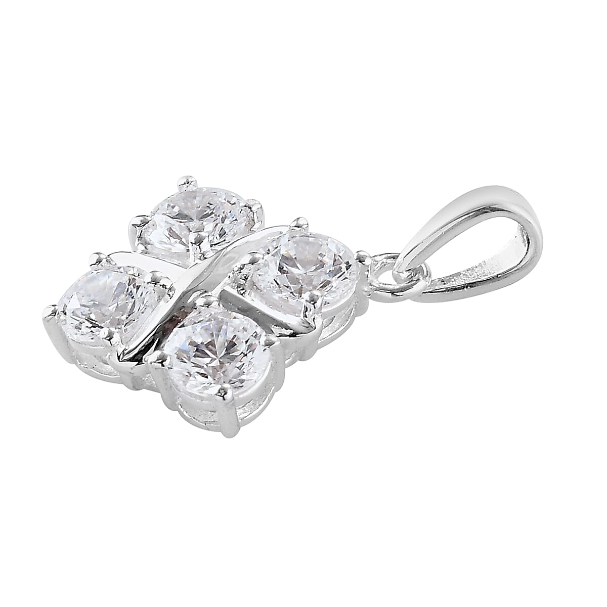 Lustro Stella Made with Finest CZ Pendant in Platinum Plated Sterling Silver 3841457 4